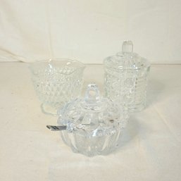Cut Glass Sugar Bowls And Other Dish