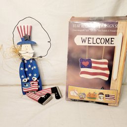 Wooden 4th Of July Hanging And Year Round Wall Plaques