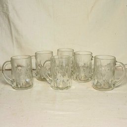 Vintage Anchor Hocking Thumb Print Glass Mugs
