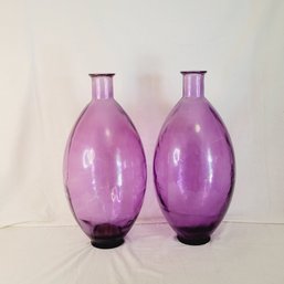 Set Of 2 Recycled Glass San Miguel Vases Hand Made In Spain