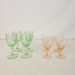 Vintage Glass In Green And Pink
