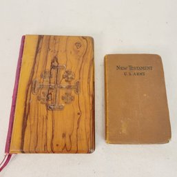 Vintage New Testament Bibles Wooden Cover