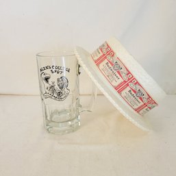 Vintage Styrofoam Budweiser Hat And Large Glass Mug