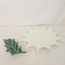 Iridescent Snowflake And Leaf Plates