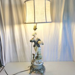 Porcelain Figurine And Metal Lamp