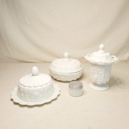 Covered Milk Glass Dishes