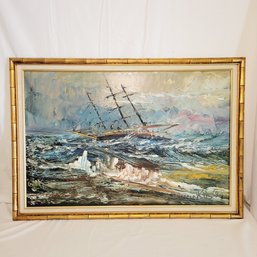Morris Kats Oil On Canvas 1985 Ocean Theme