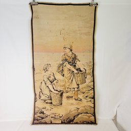 Vintage Tapestry Woman Washing