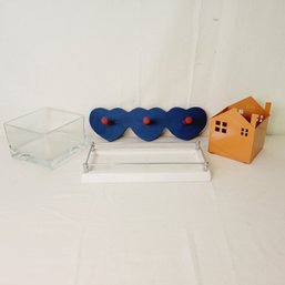 Heart Wall Hook, Candle Holders And Glass Planter