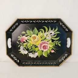 Hand Painted Toleware Tray Victorian Style Pilgrim Art Roses