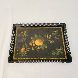 Hand Painted Toleware Victorian Style Tray With Fruit
