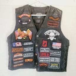 Diamond Plate Buffalo Leather Biker Vest