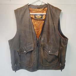 Harley Davidson Brown Leather Vest Size XL