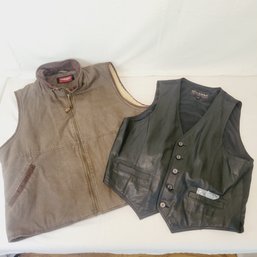Wrangler And Wilson's Leather Vests Both Size XL