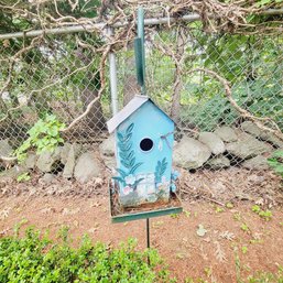 Blue Bird House With Green Shepherds Crook (Backyard)