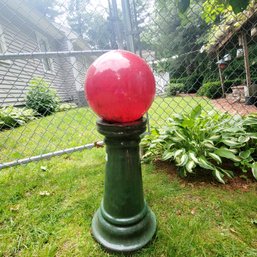 Plastic Gazing Ball On Pedestal