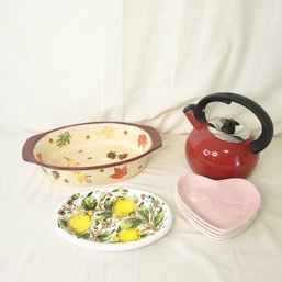 Tea Kettle, Lemon Plate, Valentine's Plates And Fall Dish