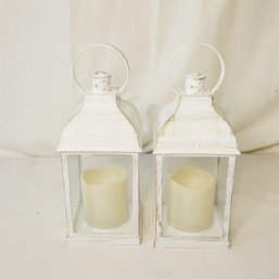 Tin Lanterns With Faux Candles