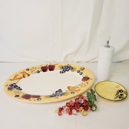 Grapes Platter, Grapes, Oil Dispenser And Dipping Plate