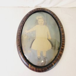 Instant Ancestor Portrait In Oval Frame With Convex Glass