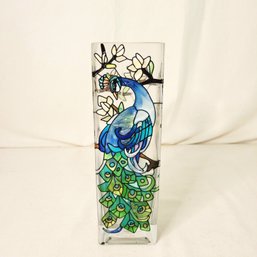 Hand Painted Peacock Vase Or Candle Holder