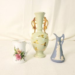 Miniature Pitchers And Vintage Vase