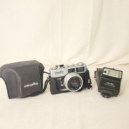Vintage Minolta Camera And Flash