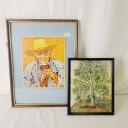 Portrait Of Patience By Van Gogh Print And Unknown Artist Tree Watercolor