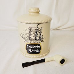 Vintage Captain Black Special Edition Ceramic Tobacco Humidor Canister And Pipe