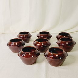 Set Of Glazed Pottery Bean Pots