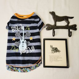 Dog Shirt Size M, Cast Iron Hook And Framed Poem