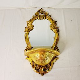 Small Vintage Gold Painted Ornate Wooden Wall Accent Mirror 22'-11'-5'
