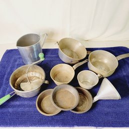 Vintage Pots, Pans And Strainers