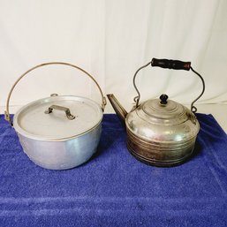 Vintage Aluminum Pot And Tea Kettle