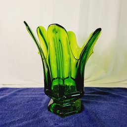 1960's Viking Green Glass Vase *repaired