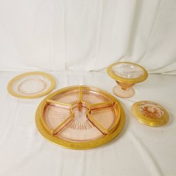Vintage Tiffin-Franciscan Pink And Gold Rim Dishes