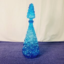 Vintage Blue Glass Grapes Bottle From Italy