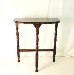 Antique Turned Wood Demilune Table