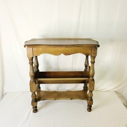 Solid Wood Side Table With Middle Shelf