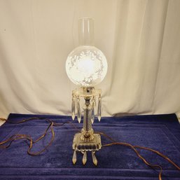 Vintage Lamp With Hanging Crystals