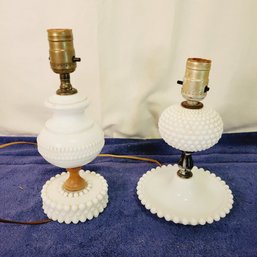 Milk Glass Lamps Both Working No Shades