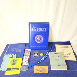Amazing Air Force Coffee Table Book, Vintage Air Force Base Programs & Decal , Air Force Pin, Lanyard & More!