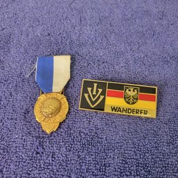 1966 Swimming Medal And Vintage MILITARY MEDAL B. LAIB Germany 'WANDERER' Pforzheim/Eisingen