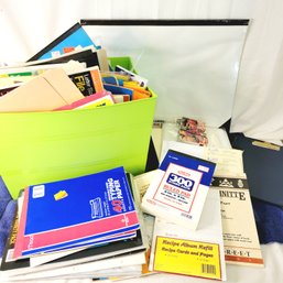 Large Lot Of Unused Notebooks, File Folders, Paper Tablets, Desk Organizer & Journals (green Tote Not Included