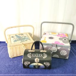 Sewing Boxes And Singer Tin