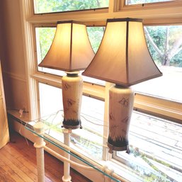 Pair Of Wood And Metal Butterfly Lamps (Dining Room)