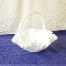 Vintage Hobnail Milk Glass Basket