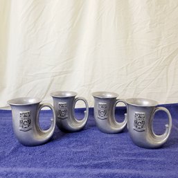 Set Of 4 Vintage Michelob Black Crest Pewter Beer Ale Stein French Horn Made In USA