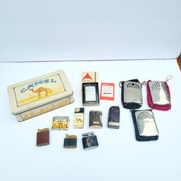 Collectible Lighters And Camel Tin