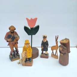 Wooden Carved Figures And Flower